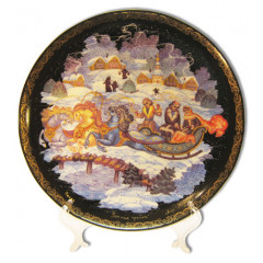 Plate 20-27 Palekh 20 cm. "the Winter three" + a support in packing