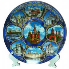 Plate 20-KN2-19 porcelain collage #2 Moscow St.Basil Cathedral
