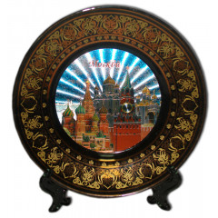 Plate 15BL-19K29 porcelain D15 black Moscow The Cathedral of Christ the Savior Spassky tower St.Basil Cath