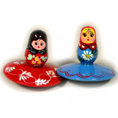 Toy wooden Doll spinning Top - K