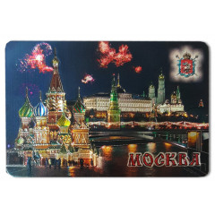Magnet vinyl 025-6-19K15 Magnet wines. foil "Moscow Night, St. Basil's Cathedral, View"