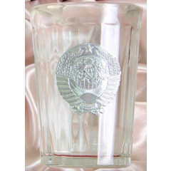 Ware Glass Faceted glass with an overlay of the USSR