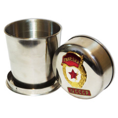 Souvenir with Russian and Soviet symbols Glass big, collapsible, marching, with symbolics of the USSR, in a box
