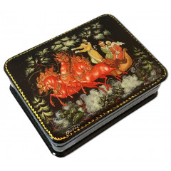 Lacquer Box with elements of hand painting winter ride