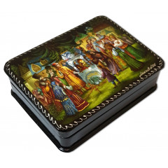 Lacquer Box with elements of hand painting the tale of Tsar Saltan, horizontal