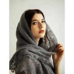 Pavlovo Posad Shawl Downy shawl handmade downy, gray, 1.30