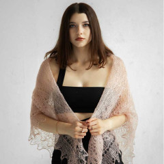 Pavlovo Posad Shawl Downy shawl handmade puffer, light pink (flesh), 1.30