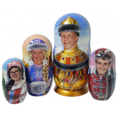 Nesting doll by customer specification portrait 4 pcs. (4 portraits by photos)