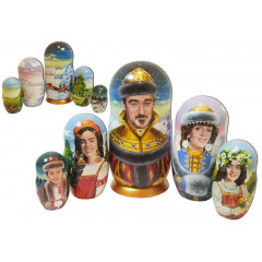 Nesting doll by customer specification portrait 5 pcs. (5 portraits by photos) - 25 cm.