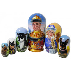 Nesting doll by customer specification portrait 6 pcs. (6 portraits by photos)
