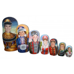 Nesting doll by customer specification portrait 7 pcs. (7 portraits by photos)
