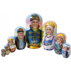 Nesting doll by customer specification portrait 8 pcs. (8 portraits by photos)