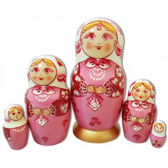 Nesting doll Sergiev-Posad 5 pcs. Shawl Pink