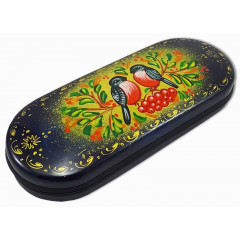 Lacquer Box Bullfinches, hand-painted (metal, plastic), 16x6x3.5