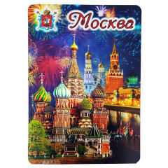 Magnet vinyl 025-6-19K22 Moscow at Night, khvb, Spasskaya tower, foil