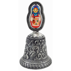 Handbell 038ATN-34 embossed metal, colored insert "Matryoshka", color: antique tin
