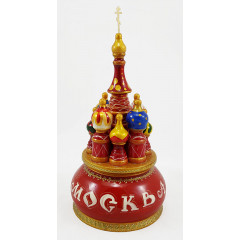 Musical cathedral - a breadboard model Moscow, red, 21 cm, non-rotating, St. Basil's Cathedral