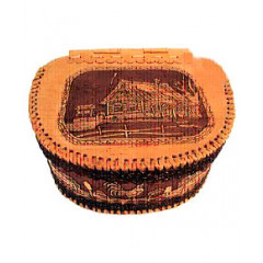 birch bark products a bread box with a hinged lid, Hut, 23 x 30 x 31
