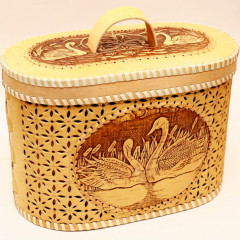 birch bark products Swan bread box, 30*17*20