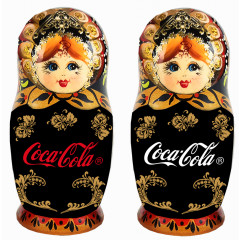 Nesting doll by customer specification 20 cm case with Coca-Cola logo