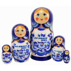 Nesting doll by customer specification 5 pcs., with the logo of N-BNK