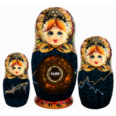 Nesting doll by customer specification 3 places of 20 cm, with customer's logo AirBit