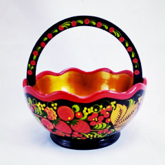 Khokhloma gift The candy bowl with handle, 16 h 14 h 9