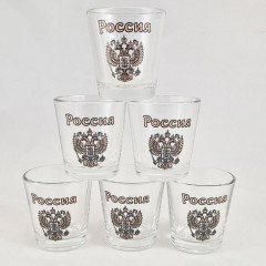Ware Set of wine-glasses small with symbolics in assortiment. 6 pieces in box.