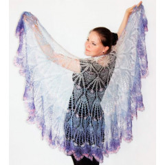 Pavlovo Posad Shawl Downy shawl handmade Drape, violet-white