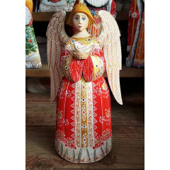 New Year and Christmas carved wooden toy Angel