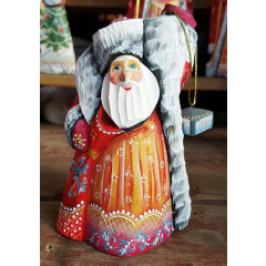New Year and Christmas carved wooden toy Santa Claus with a lantern, small, 17