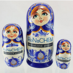 Nesting doll by customer specification 3 places of 15 cm, with customer's logo
