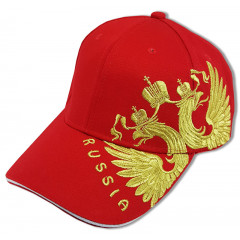 Headdress Baseball cap Coat of arms of Russia embroidery, red
