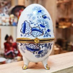 Easter egg porcelain JBE73-4 Porcelain box egg Ornament white with blue h4