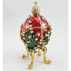Copy Of Faberge 2987-003 egg jewelry box, red