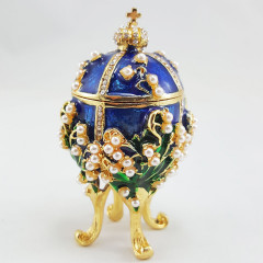 Copy Of Faberge 1979-003 egg jewelry box, blue