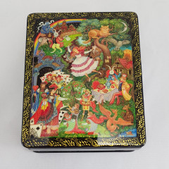 Lacquer Box with elements of hand painting Alice in Wonderland, 11 x 9