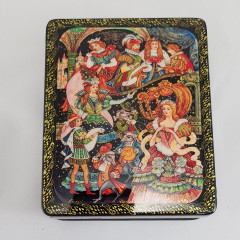 Lacquer Box with elements of hand painting Cinderella, 10 x 8