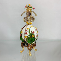 Copy Of Faberge 344 egg with portraits of Lilies of the valley, white