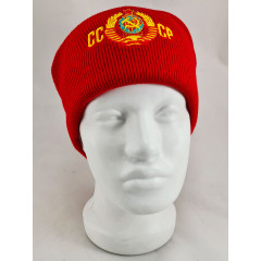 Headdress woolen hat USSR, embroidery, red
