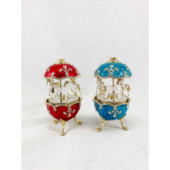 Copy Of Faberge 4326 egg jewelry box, blue