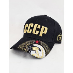 Headdress Baseball cap retro COAT OF ARMS OF THE USSR, gold embroidery, black