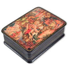 Lacquer Box with elements of hand painting Ryslan and Lydmila