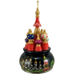 Musical cathedral - a breadboard model square large blue, rotating, St. Basil's Cathedral, 25 cm